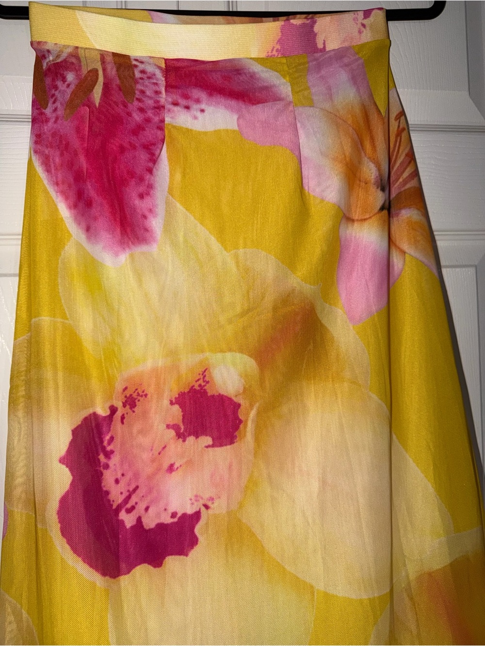 Commense Yellow Floral Swim Cover-up Skirt with Pink & Orange Blooms: Size M - Picture 4 of 5